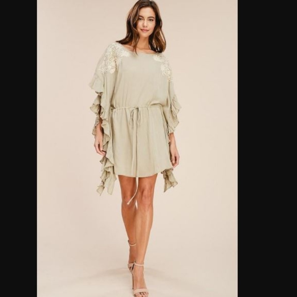 EMBROIDERED RUFFLE TUNIC DRESS - Picture 2 of 4